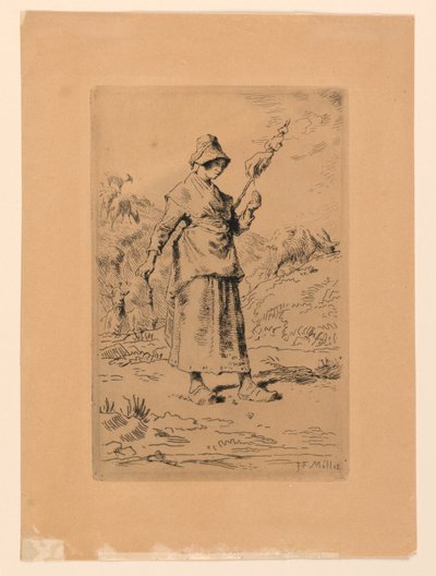 De Spinster door Jean Francois Millet