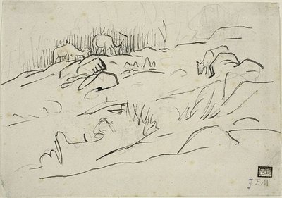 Landschap met vee door Jean Francois Millet