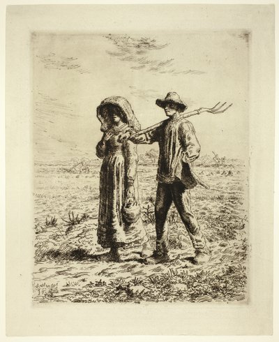 Boeren op Weg naar Werk door Jean Francois Millet