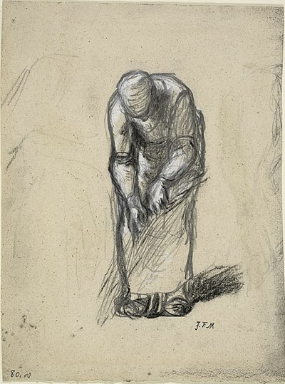 Studie voor vlas trekken door Jean Francois Millet