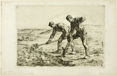 Twee Mannen die Graven door Jean Francois Millet