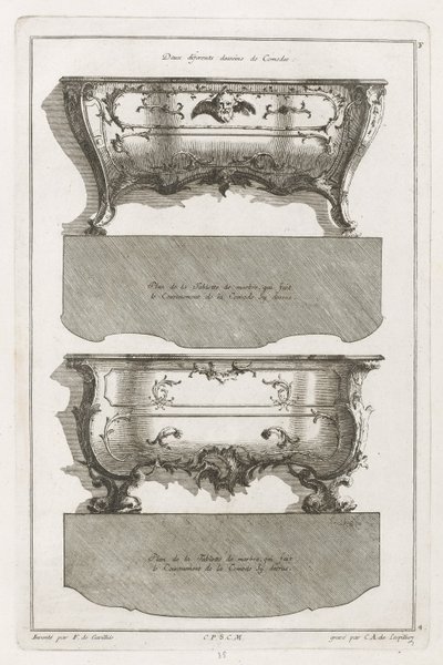 Boek van Verschillende Ontwerpen van Comodes door Jean François Cuvilliés
