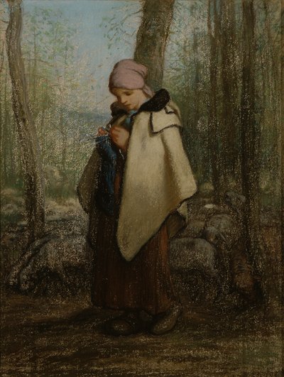 De breiende herderin door Jean Francois Millet