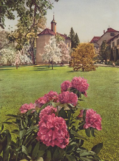 Zwitserland: Mammern aan het Bodenmeer, in de tuinen van het sanatorium door Jean Gaberell