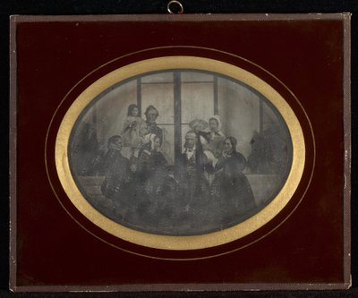 Groepsportret van acht leden van de Eynard-Lullin kring door Jean Gabriel Eynard