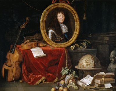 Allegorie van Lodewijk XIV, Beschermer van Kunsten en Wetenschappen door Jean Garnier