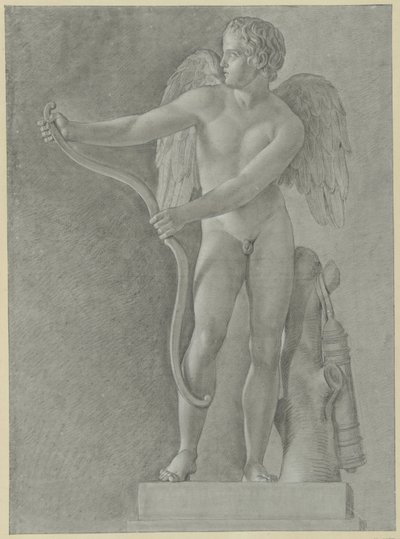 Studie naar een standbeeld van Cupido die zijn boog spant door Jean Grandjean