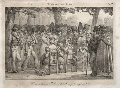 Scènes van Parijs: Promenade in de Tuilerieën. Waar kijken ze naar? door Jean Henri Marlet