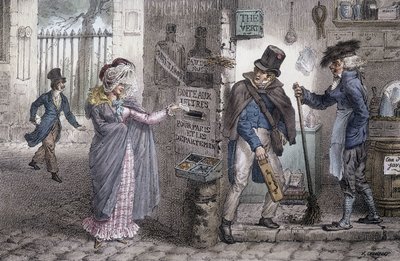 De brievenbus - Lithografie van Marlet, eind 19e eeuw door Jean Henri Marlet
