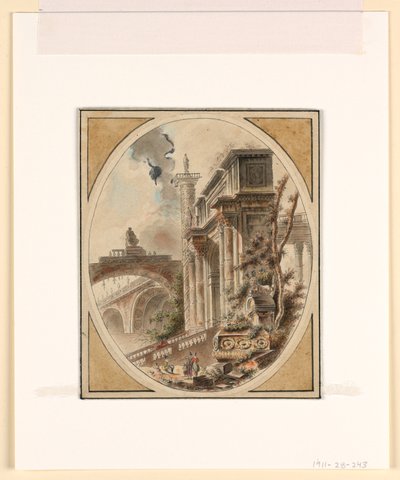 Fantasie van een architectonische ruïne door Jean Henry Alexandre Pernet