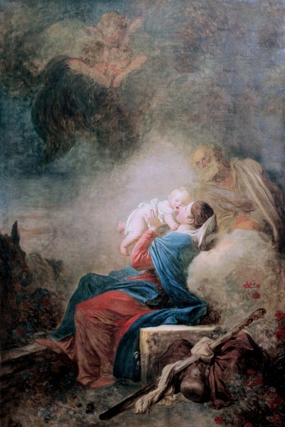 Frans: Le Repos de la Sainte Famille door Jean Honore Fragonard