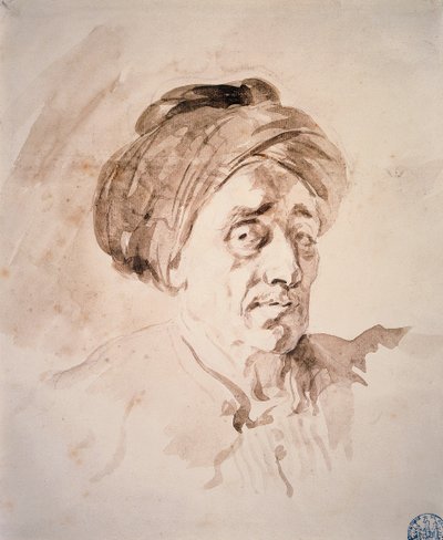 Hoofd met een tulband door Jean Honore Fragonard