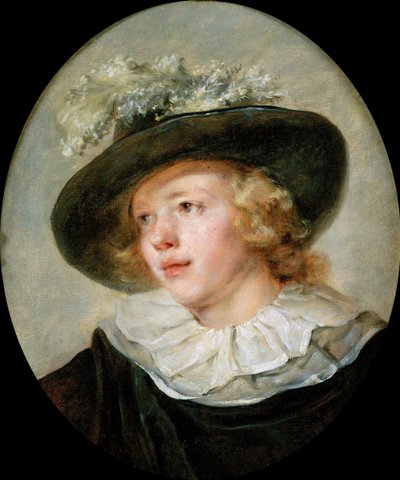 Portret van een jonge jongen met een gevederde hoed, ca. 1786-88 door Jean Honore Fragonard