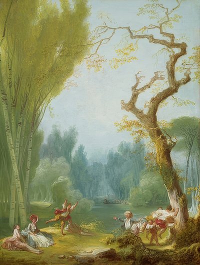 Ruiterspelen (Een spel van paard en ruiter) door Jean Honore Fragonard