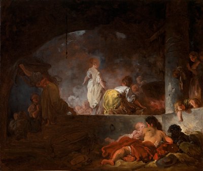 De wasvrouwen, ca. 1756-61 (olieverf op doek) door Jean Honore Fragonard