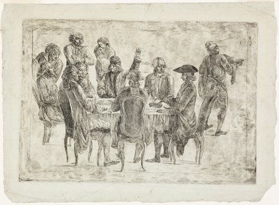 Le Déjeuner de Voltaire à Ferney of Le Souper des Philosophes door Jean Huber