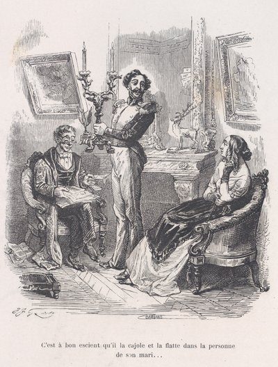 Het is goed dat hij haar vleit en vleit voor haar man, uit de Kleine Miseri... door Jean Ignace Isidore Gérard