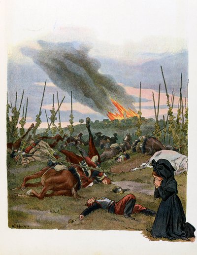 Het verhaal van de Elzas vertelt de kinderen; Slag bij Reichshoffen (of Slag bij Froeschwiller Woerth 1870) door Jean Jacques (1873 1951) Waltz