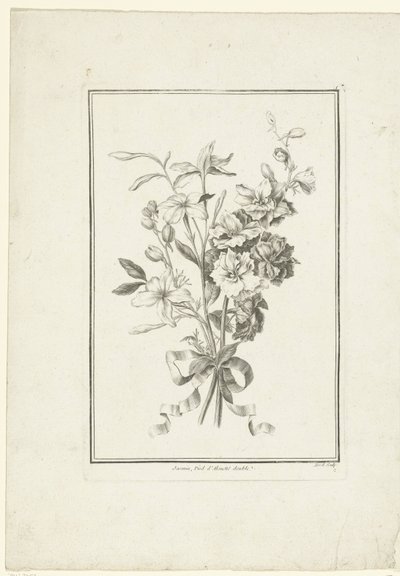Boeket van jasmijn en ridderspoor (IIe Cahier de Bouquets) door Jean Jacques Avril (I)