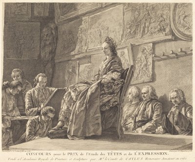 Wedstrijd voor de Prijs voor de Studie van Hoofden en Expressie door Jean Jacques Flipart after Charles Nicolas Cochin II