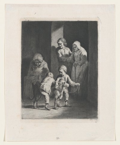 Kinderen spelen met een hond, 1789 door Jean Jacques de Boissieu