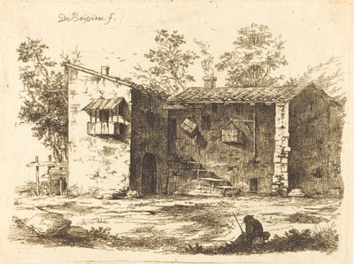 Twee Huizen met Dakpannen door Jean Jacques de Boissieu
