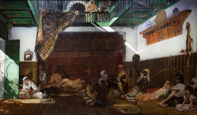 Interieur van een harem in Marokko door Jean Joseph Benjamin Constant