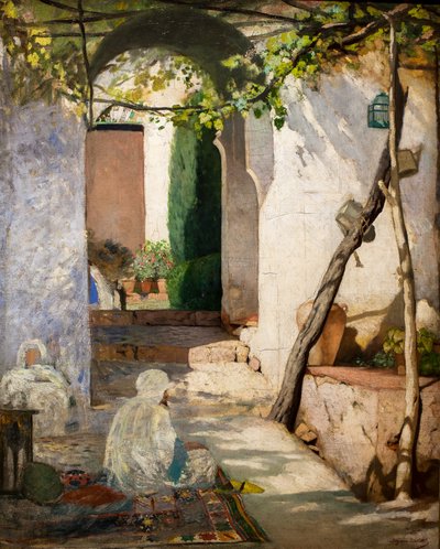 Marokkaanse binnenplaats, vóór 1880 (Olieverf op doek) door Jean Joseph Benjamin Constant