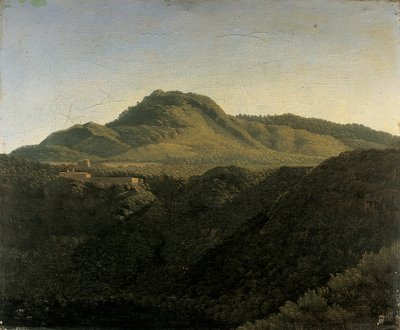 Een Uitzicht op de Romeinse Campagna, met het Meer van Nemi door Jean Joseph Xavier Bidauld
