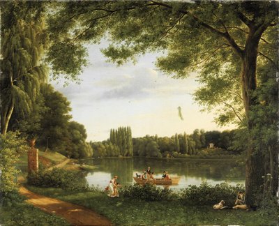 Uitzicht op het meer van Ermenonville door Jean Joseph Xavier Bidauld