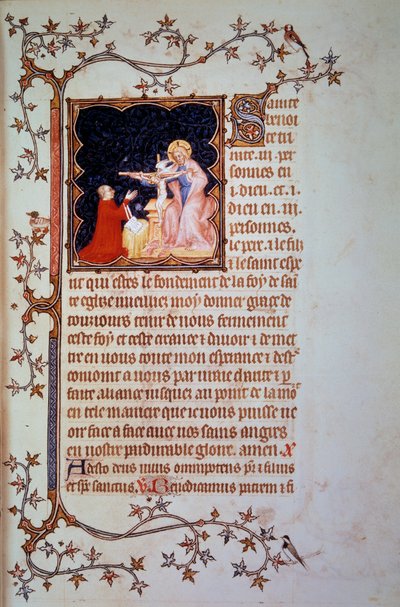 Hertog Jan I van Berry (1340-1416) voor de Heilige Drie-eenheid. Miniatuur uit het manuscript (ms. lat. 18014) 