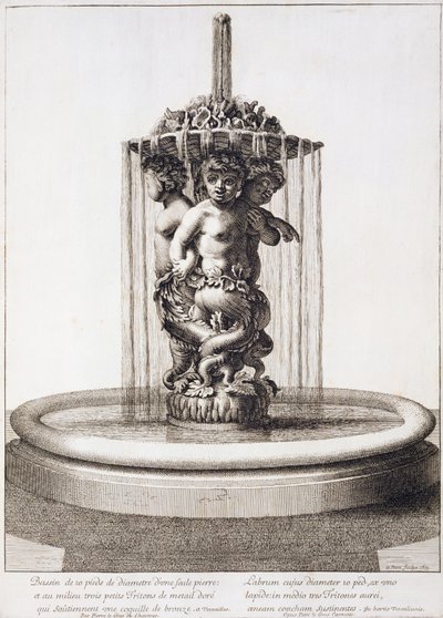 Fontein met drie tritons in Versailles, naar Pierre le Gros, 1673 door Jean Lepautre