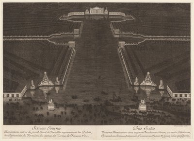 Verlichtingen rond het Grote Kanaal van Versailles door Jean Lepautre
