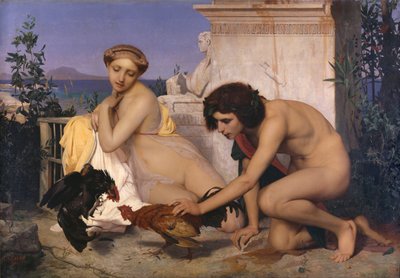 Een hanengevecht, ook bekend als Jeunes Grecs faisant battre des coqs (Jonge Grieken die hanen verslaan) door Jean Leon Gerome