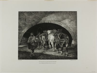 Ingang tot de Adelphi Wharf, plaat 11 uit Various Subjects Drawn from Life and on Stone (De Engelse Suite) door Jean Louis André Théodore Géricault