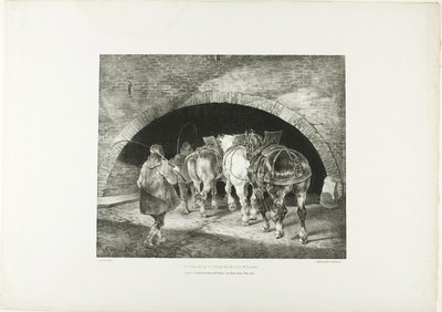 Ingang tot de Adelphi Wharf, plaat 11 uit Various Subjects Drawn from Life on Stone door Jean Louis André Théodore Géricault