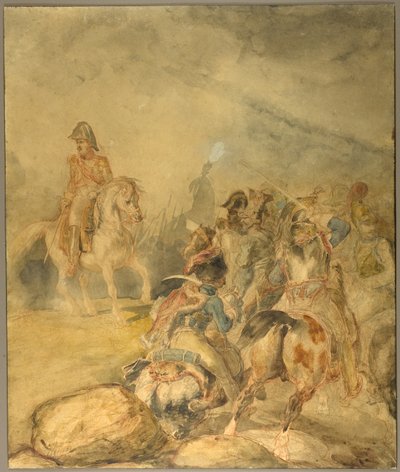 Generaal van het Eerste Keizerrijk geeft zijn cavalerie bevel tot aanvallen door Jean Louis André Théodore Géricault