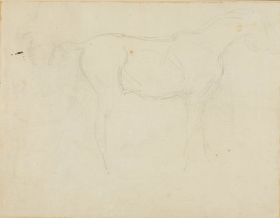 Schets van een paard naar rechts en een karikatuur in profiel door Jean Louis André Théodore Géricault