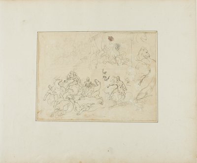 Schetsen van een cavalerieslag door Jean Louis André Théodore Géricault