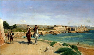 Antibes La promenade a cheval door Jean Louis Ernest Meissonier