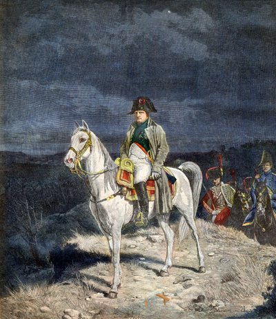 De keizer Napoleon I van Frankrijk te paard 1814 - gravure naar Meissonier door Jean Louis Ernest Meissonier