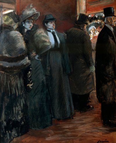 Een theaterfoyer, laat 19e of begin 20e eeuw door Jean Louis Forain