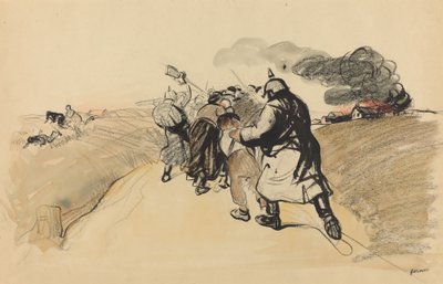 Duitse aanval op een dorp door Jean Louis Forain