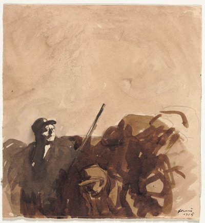 Soldaat in een Loopgraaf (recto) door Jean Louis Forain