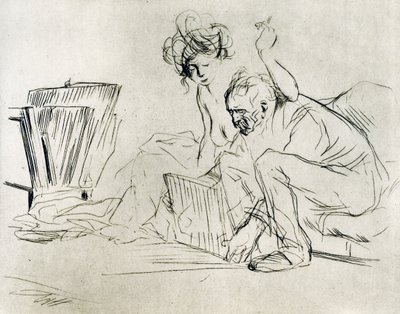 Het model in rust, 1925 door Jean Louis Forain