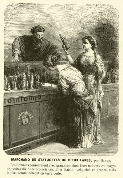 Verkoper van beeldjes van Lares, oude Romeinse beschermgoden door Jean Louis Hamon