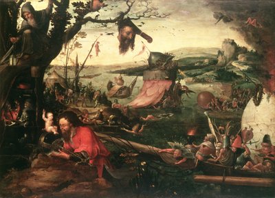Landschap met de gelijkenis van Sint Christoffel, begin 16e eeuw door Jean Mandyn