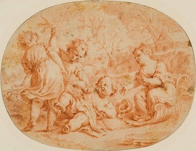 Allegorische scène met ruziënde kinderen door Jean Marc Nattier