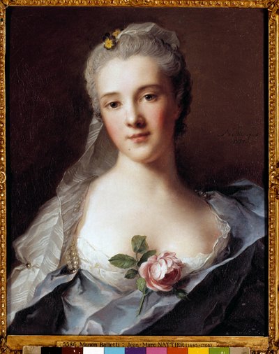 Portret van Manon Balletti (1740-1776), vrouw van architect Jean François Blondel (1705-1774) (schilderij) door Jean Marc Nattier
