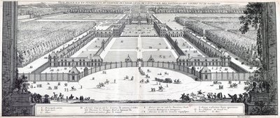 Algemeen perspectief van het kasteel, de vesting, het voorplein, de bloemperken, de tuinen, enz. van Richelieu door Jean Marot